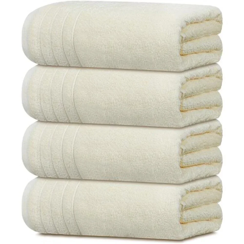 New Pack of 4 Extra Large Bath Towels 30 x 60 Inches, 100% Cotton